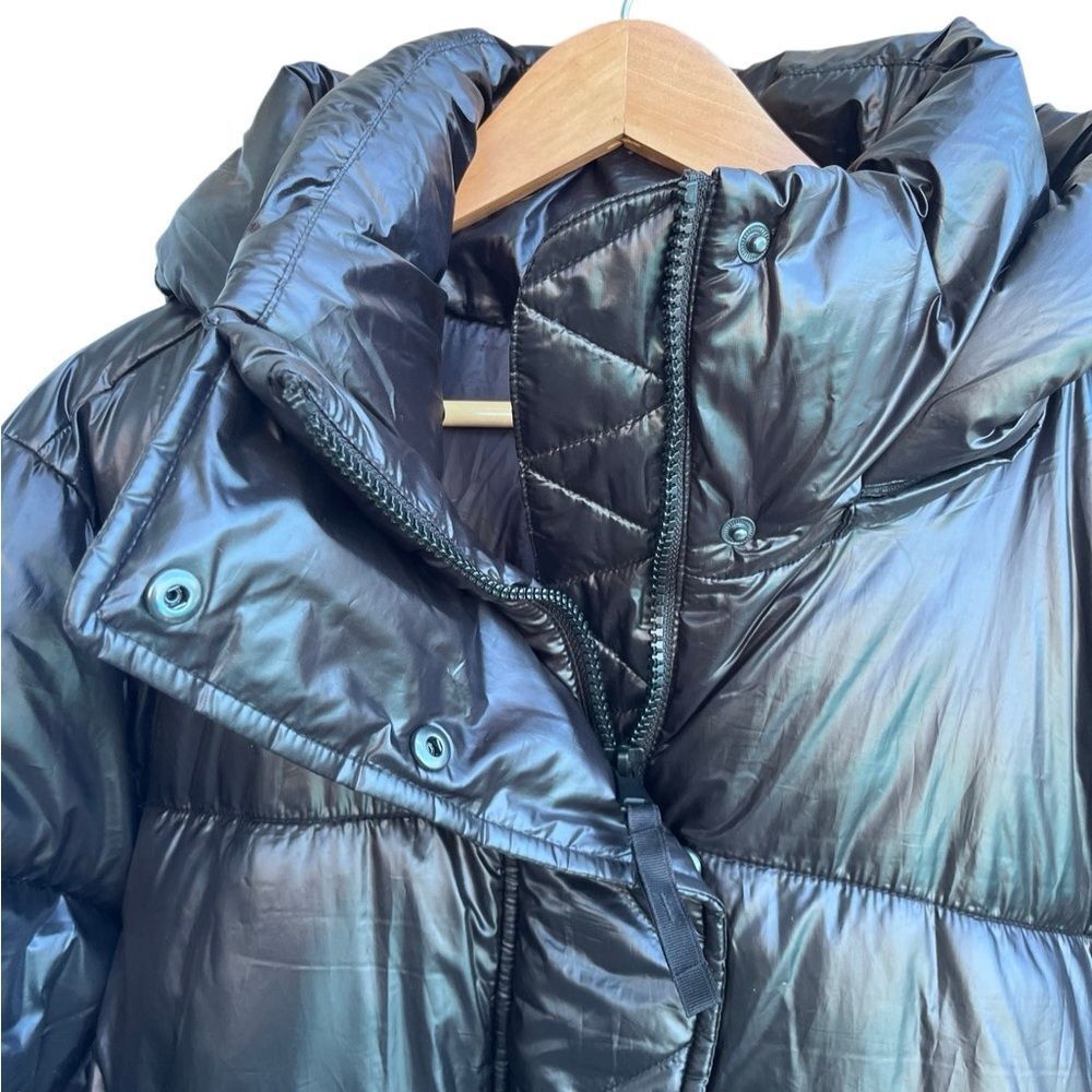 GAP Black Big Puff Cropped Puffer Jacket Women’s XL Hooded Coat - Picture 6 of 15